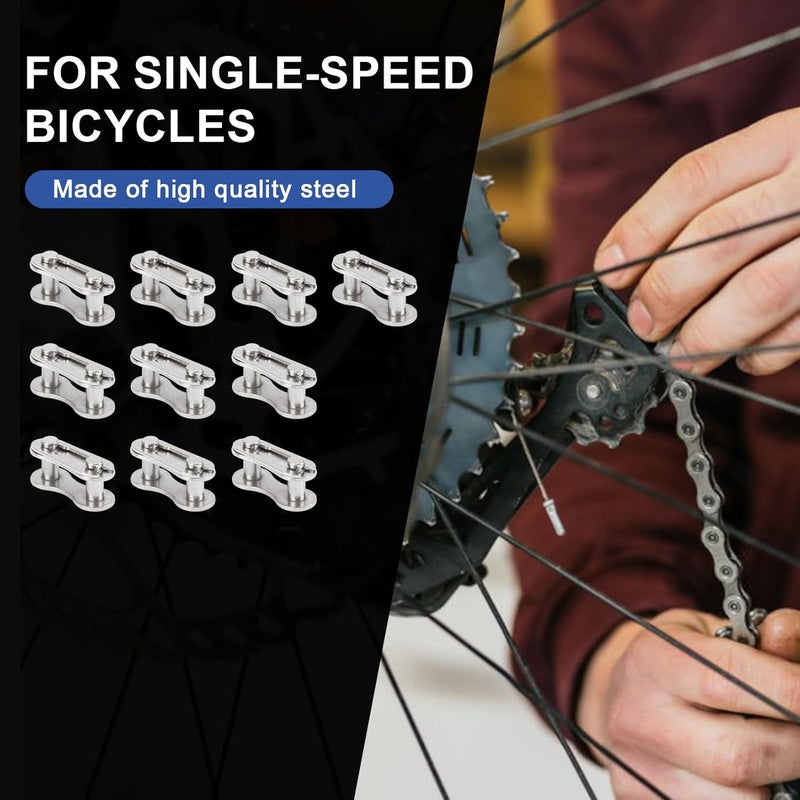 psler Bike Chain Master Link - Single Speed Bicycle Chain Link Missing Link Connectors Bike Chain Repair Accessories 10 Pieces Silver - Image 2